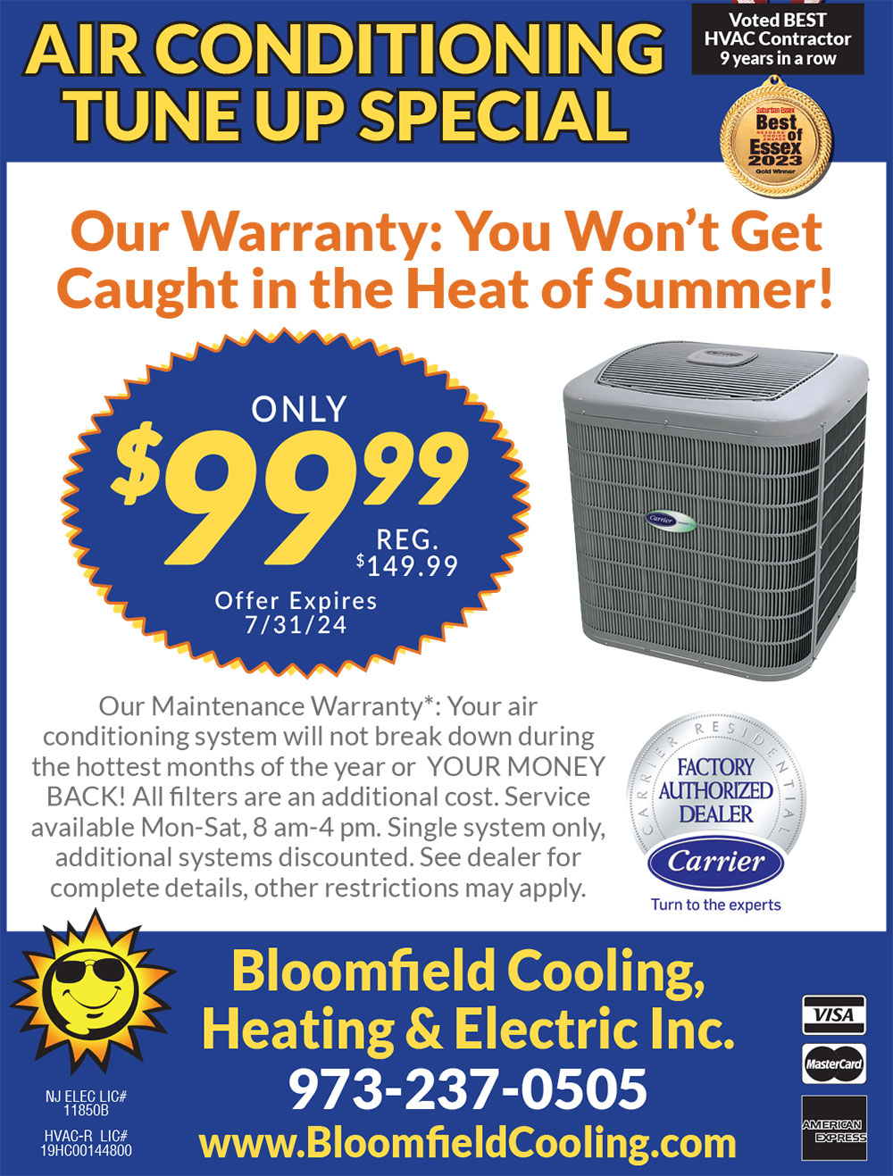Bloomfield Cooling, Heating & Electric - Air Conditioning Tune Up Special 2024